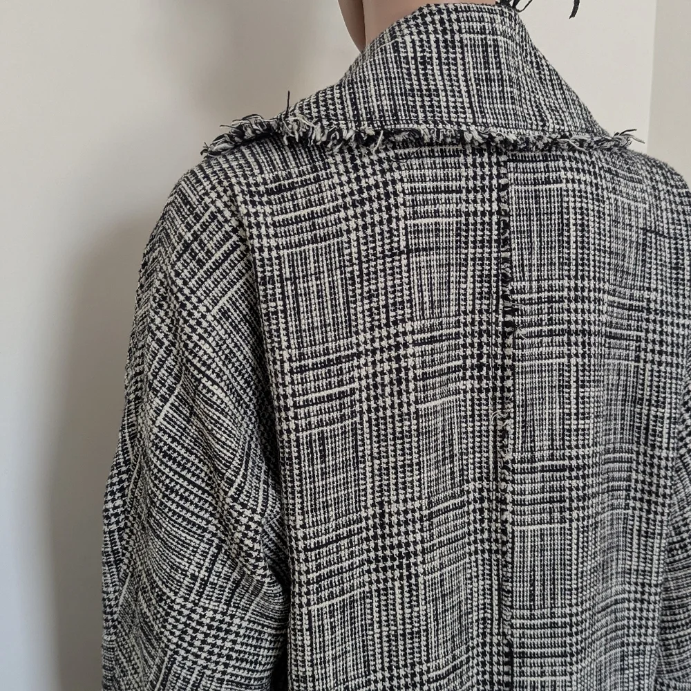 Free People Menswear Plaid Tweed Coat maxi Houndstooth